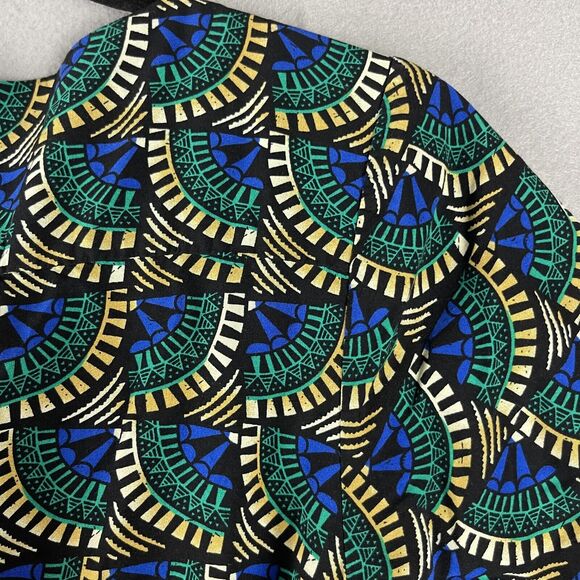 Silk Salt Journey Maxi Wrap Dress Women Medium Geometric Peacock Artsy Tribal - Picture 15 of 16